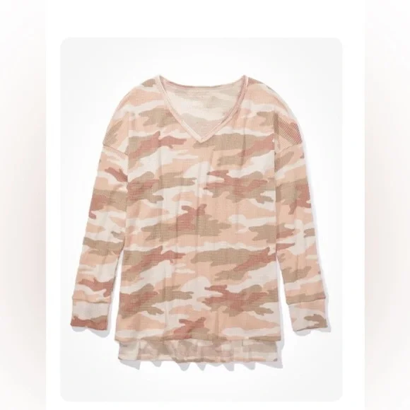 American Eagle, waffle knit camo long sleeve - Picture 1 of 3